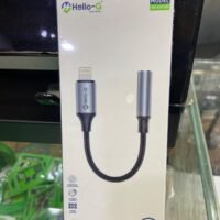 The product shown in the image is a Hello-G Lightning to 3.5mm Aux Cable (Model: HG-AXT/01)