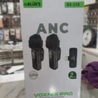 BX 119 Voxnix-Pro | Dual Wireless Mic System The BX-119 Voxnix-Pro doubles the capability for professional creators. Including two transmitters and one receiver, it is the ideal setup for two-person interviews, co-hosted vlogs, and mobile journalism.